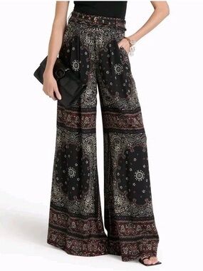 Zimmermann Bandana Print Pleated Wide Leg Pants